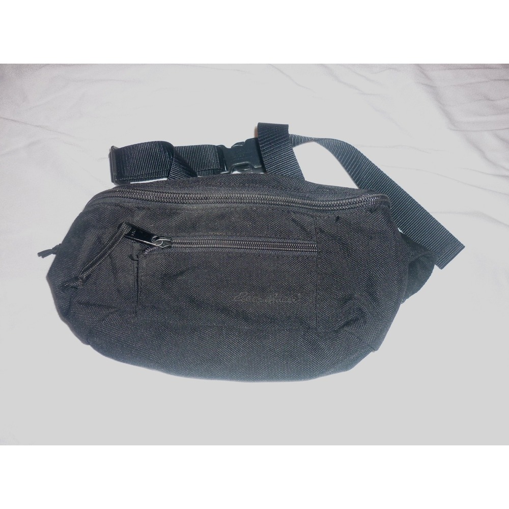 Eddie‎ Bauer Black Canvas Fanny Pack Waist Bag Hiking Travel 023-3048 V00458